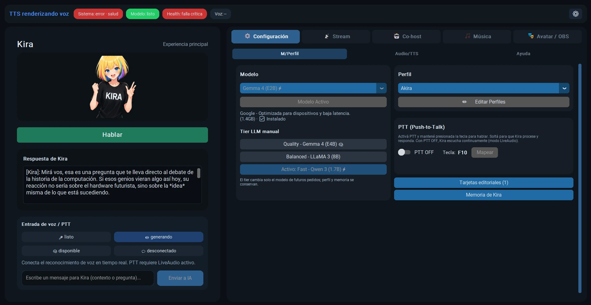 Vista de OpenCohost_UI durante la evolución del estado compartido