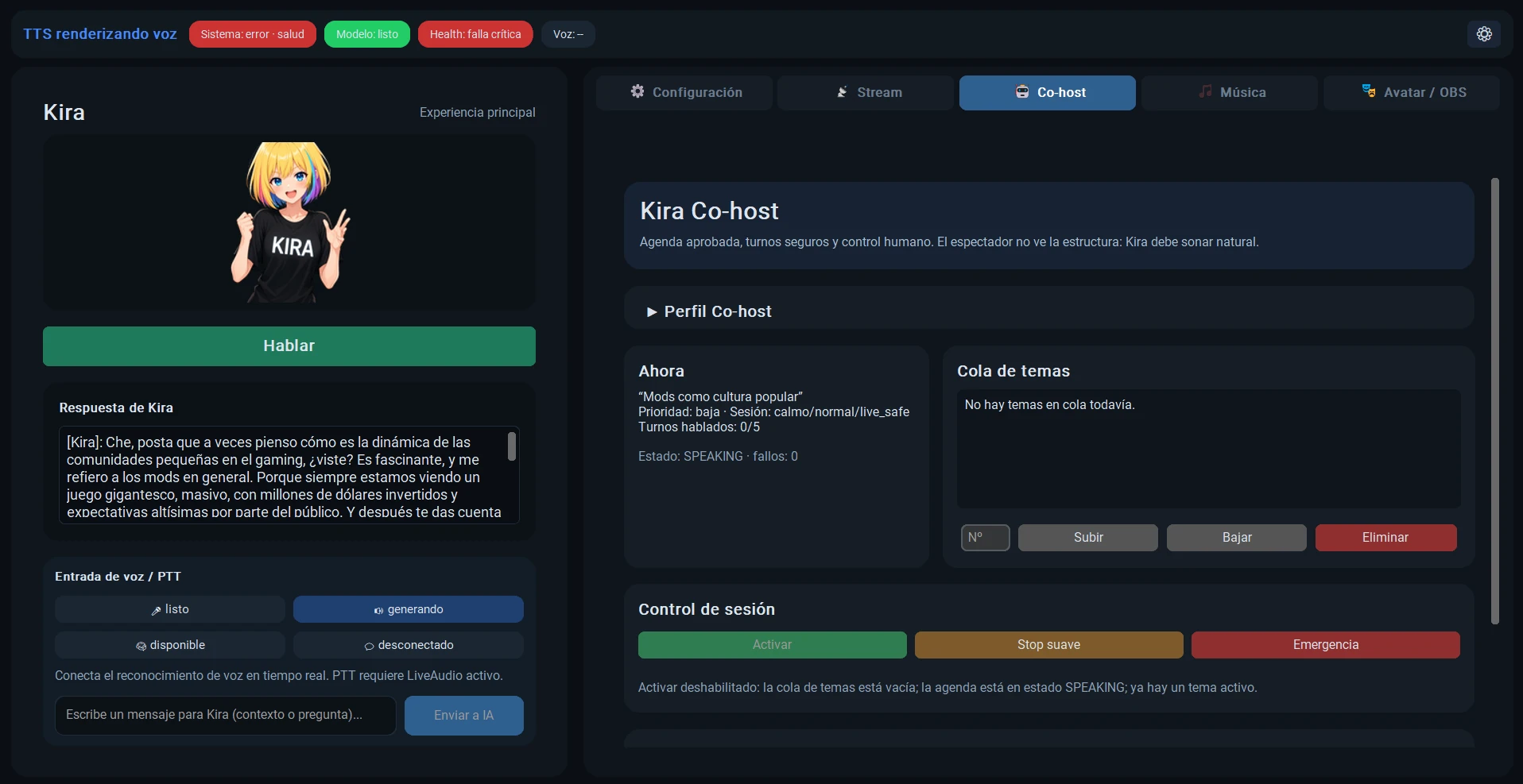 OpenCohost screenshot showing a desktop interface built with CustomTkinter