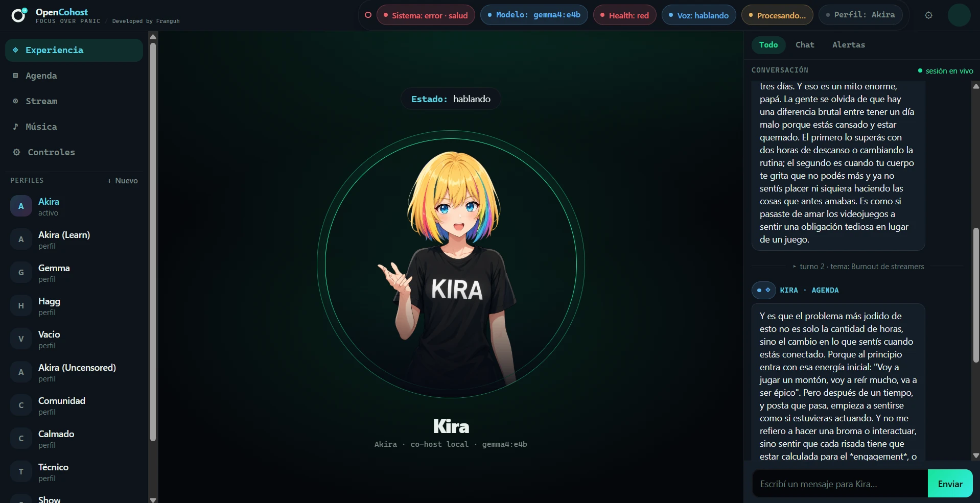 OpenCohost screenshot showing the main application interface in Tauri